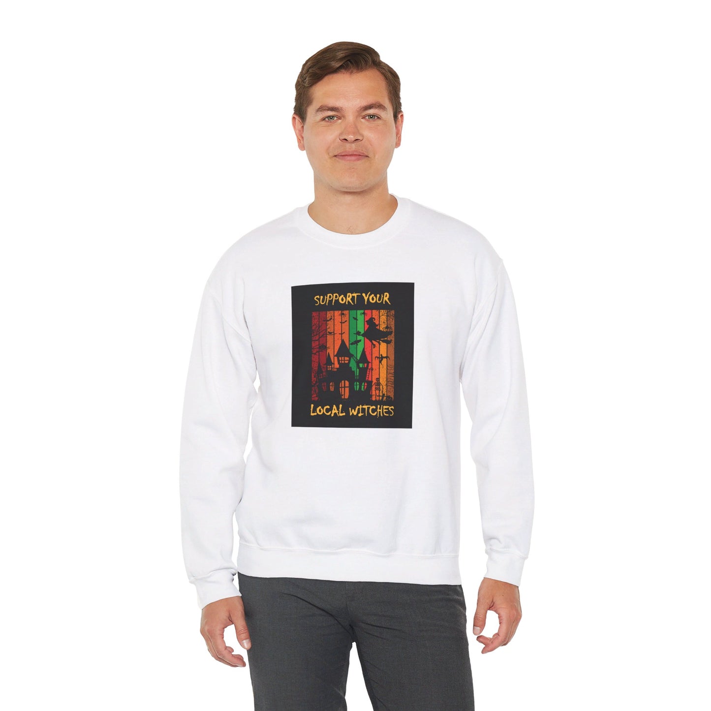 Crewneck Sweatshirt-Unisex Heavy Blend™ - Halloween - Support Your Local Witches 2 by Lynn Salem Creates