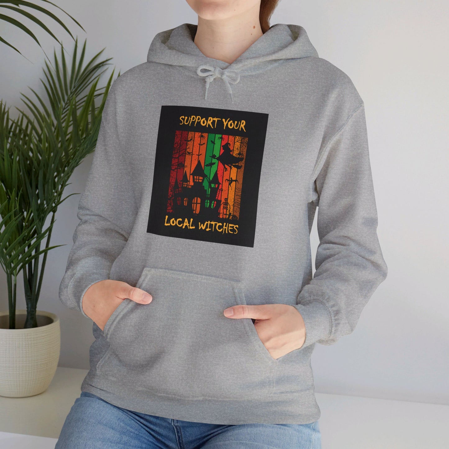 Hooded Sweatshirt-Unisex Heavy Blend™- Halloween - Support Your Local Witches by Lynn Salem Creates