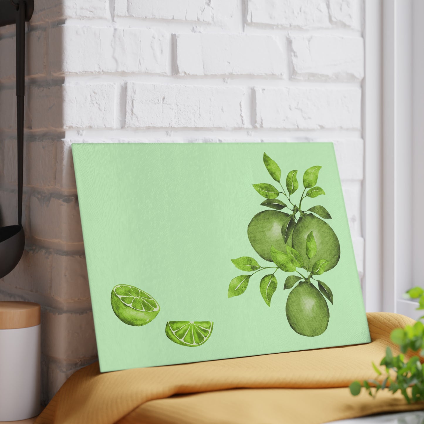 Glass Cutting Board featuring Limes by Lynn Salem Creates