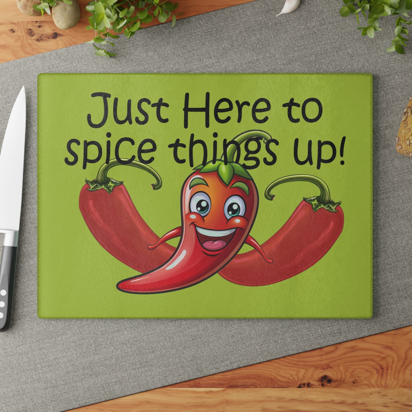 Chili Pepper Glass Cutting Board by Lynn Salem Creates