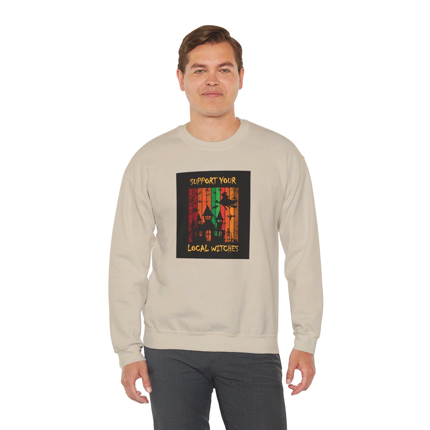 Crewneck Sweatshirt-Unisex Heavy Blend™ - Halloween - Support Your Local Witches 2 by Lynn Salem Creates