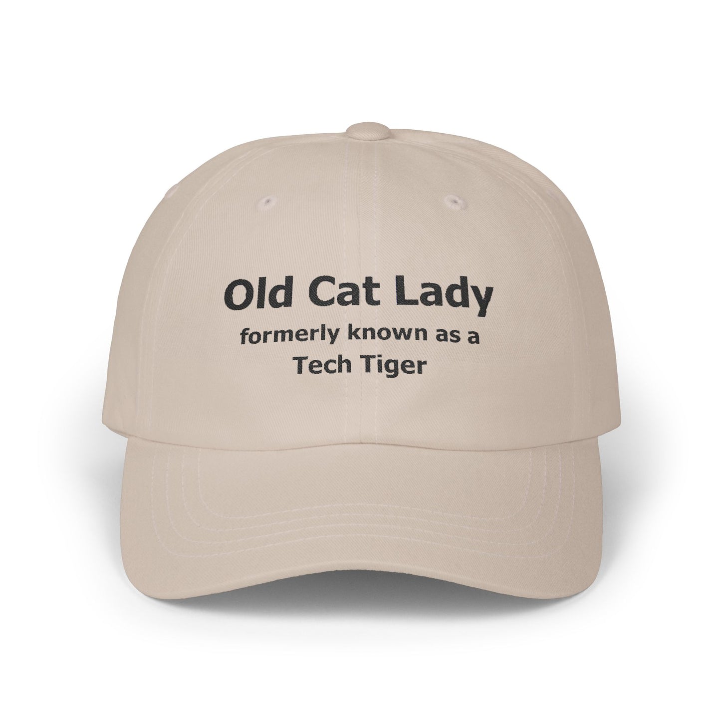 Tech HS - Embroidered Hat - Old Cat Lady formerly known as a Tech Tiger (black text) by Lynn Salem Creates