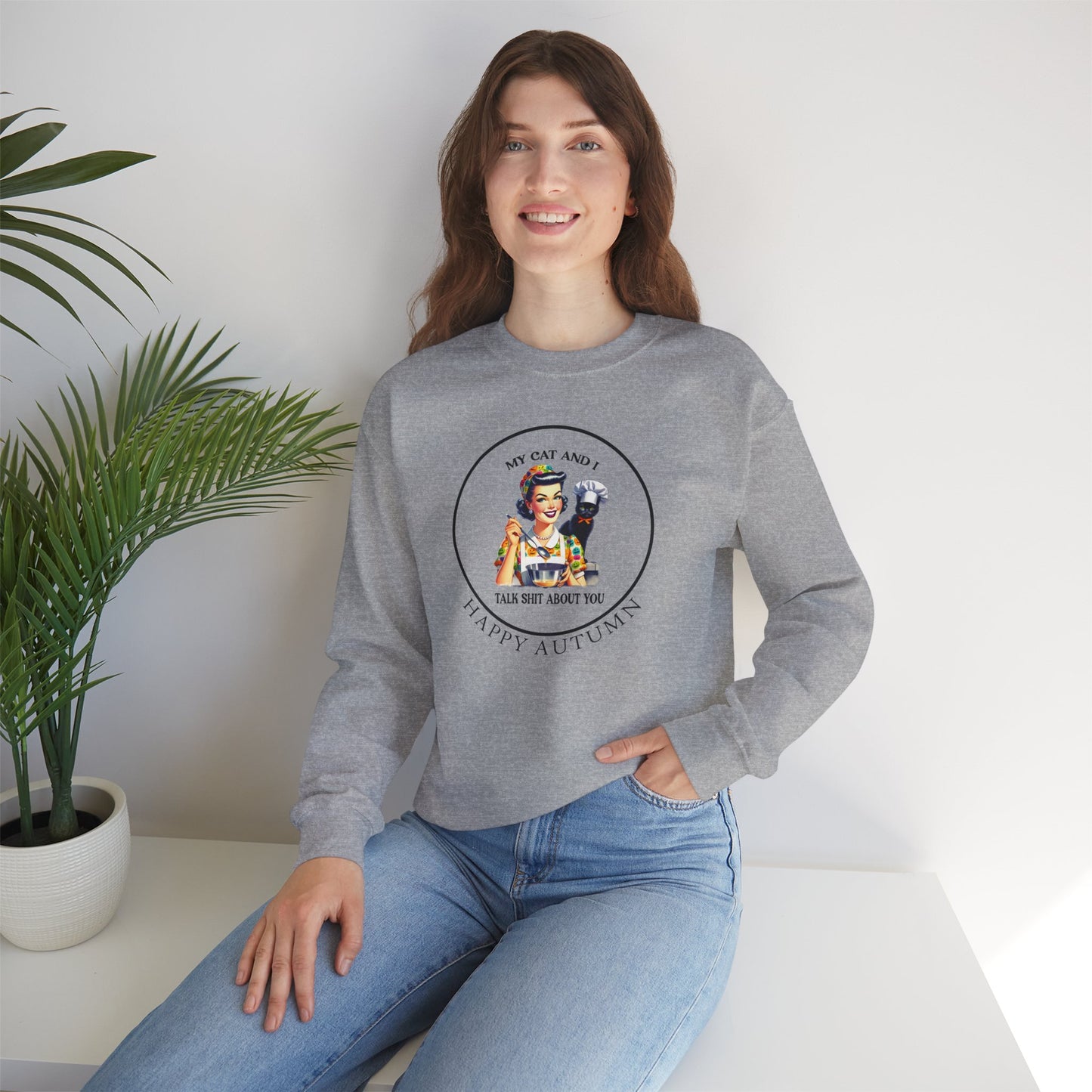 Crewneck Sweatshirt - Unisex Heavy Blend™ - My Cat and I by Lynn Salem Creates