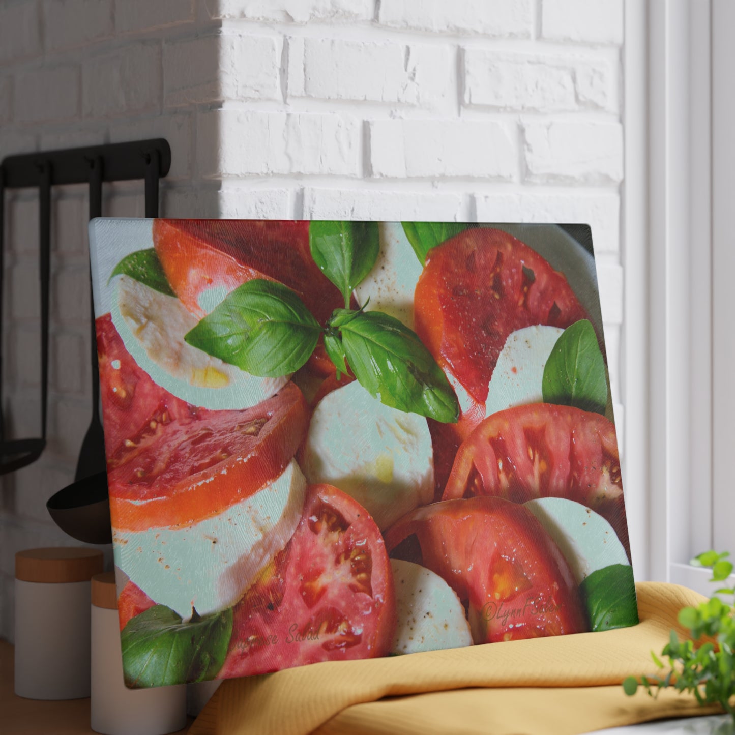 Glass Cutting Board - Caprese Salad by Lynn Salem Creates