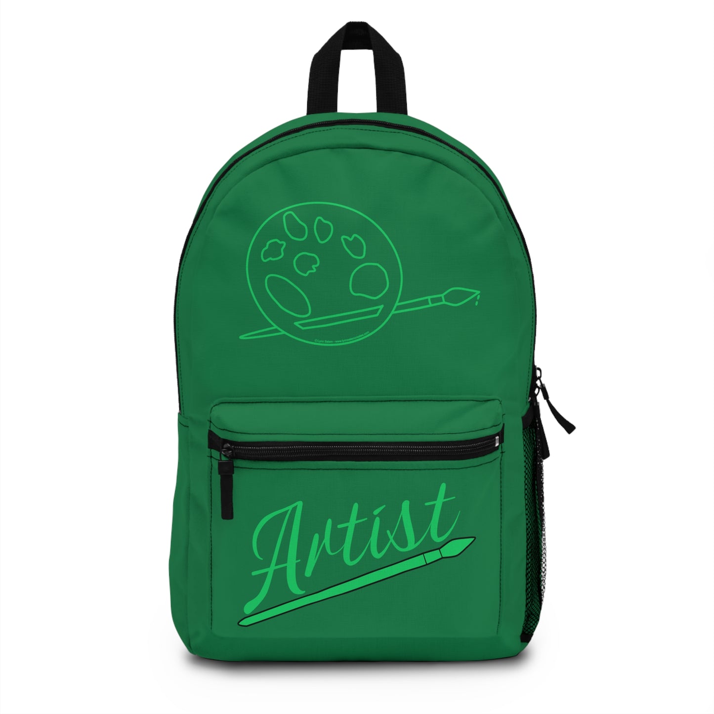 Backpack - Artist Palette and Brush on Green by Lynn Salem Creates