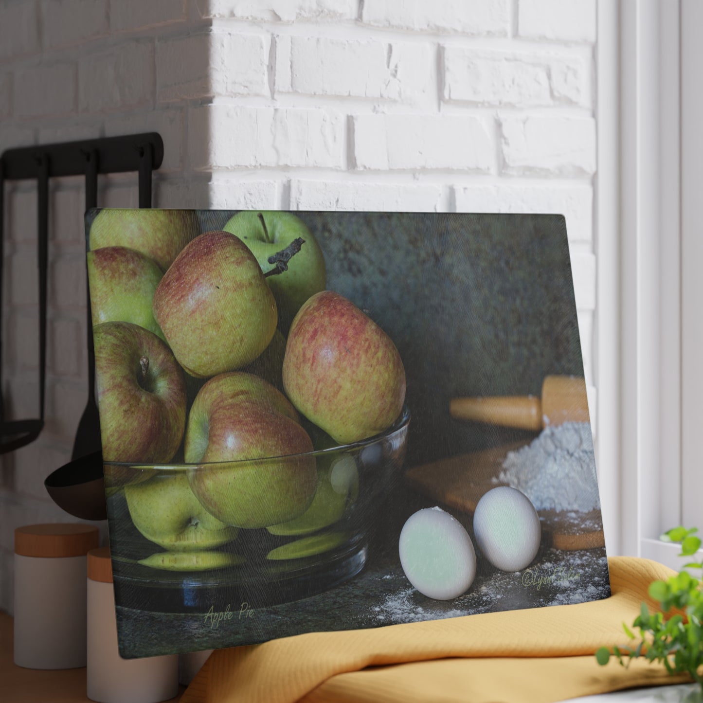 Glass Cutting Board - Apple Pie by Lynn Salem Creates