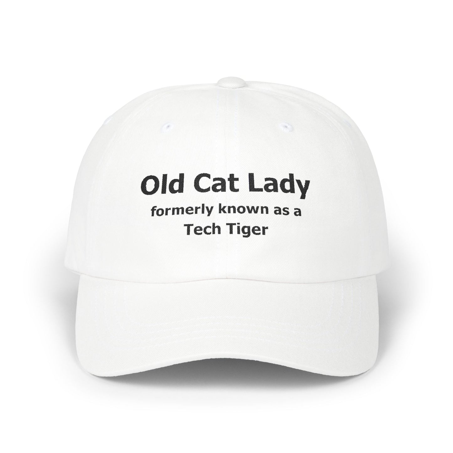 Tech HS - Embroidered Hat - Old Cat Lady formerly known as a Tech Tiger (black text) by Lynn Salem Creates