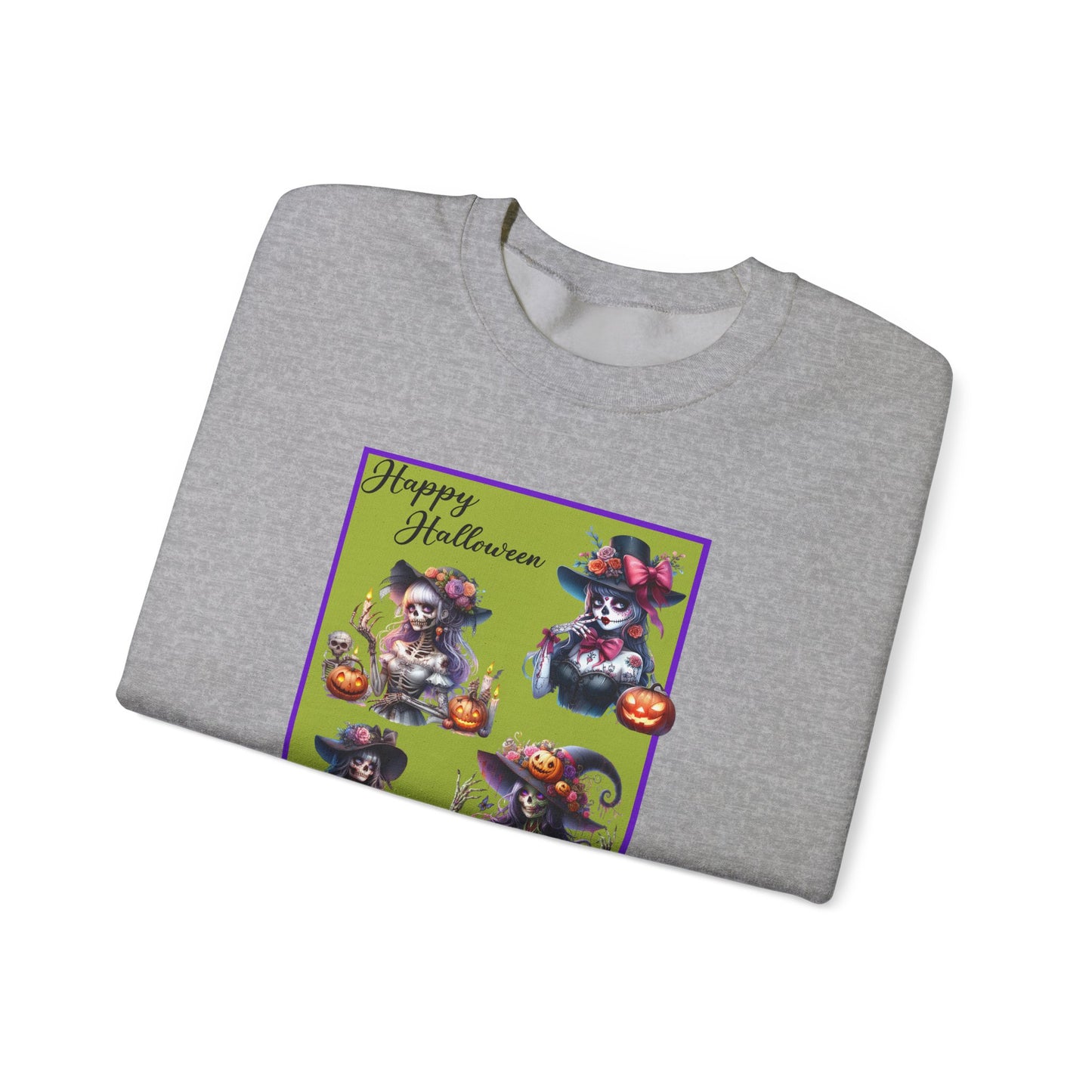 Crewneck Sweatshirt - Halloween - Pretty Lady Skeletons by Lynn Salem Creates
