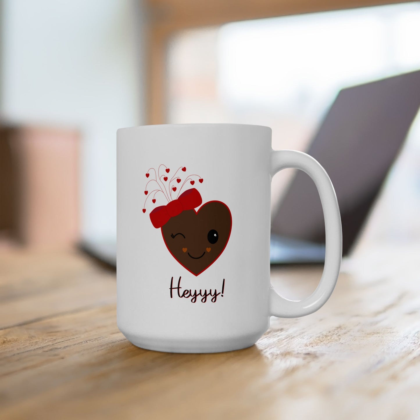 Flirting Heart (Brown) Ceramic Mug by Lynn Salem Creates