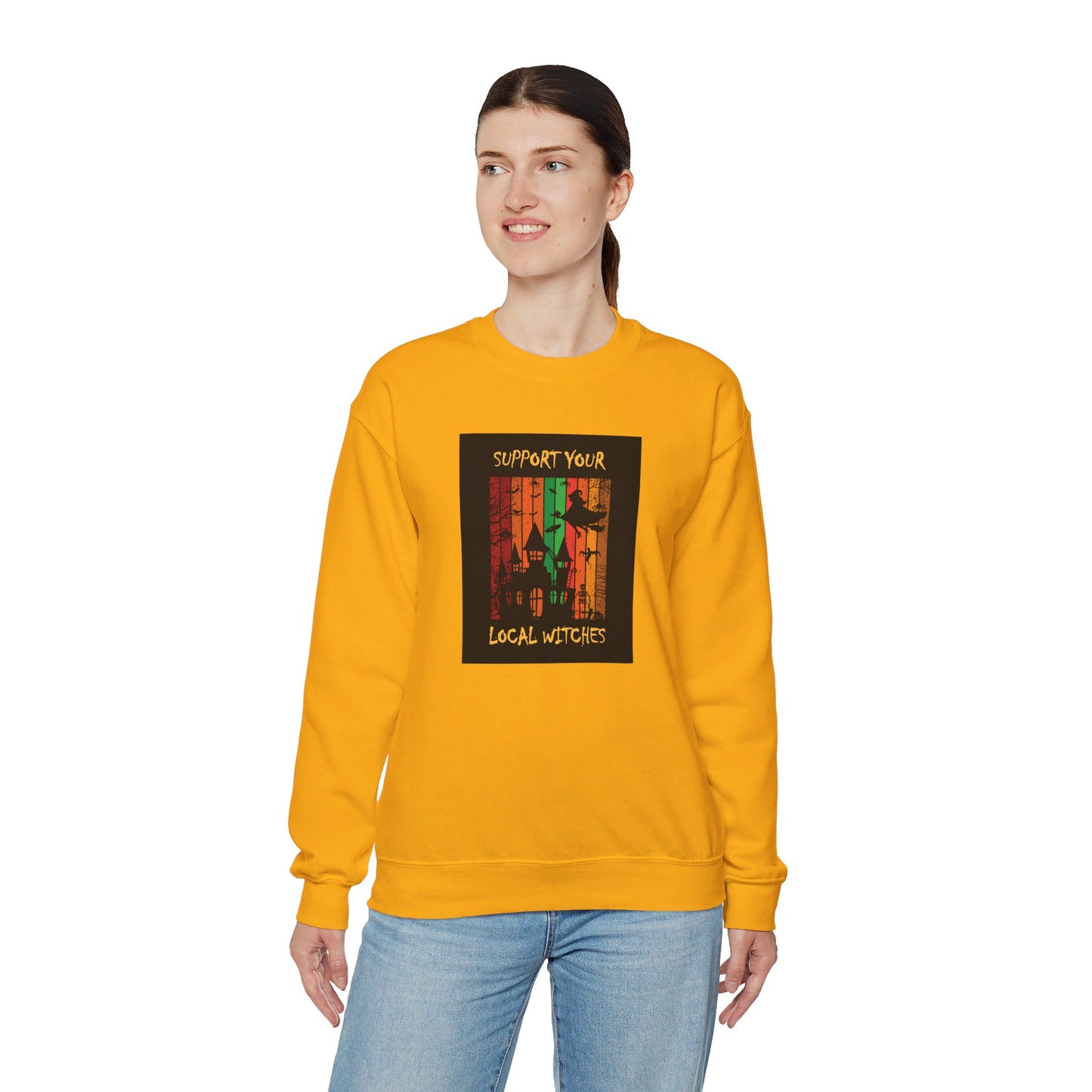 Crewneck Sweatshirt-Unisex Heavy Blend™ - Halloween - Support Your Local Witches 2 by Lynn Salem Creates