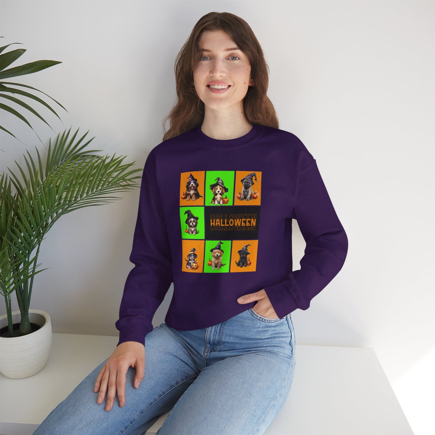 Halloween - Witch Puppies crew neck sweatshirt by Lynn Salem Creates