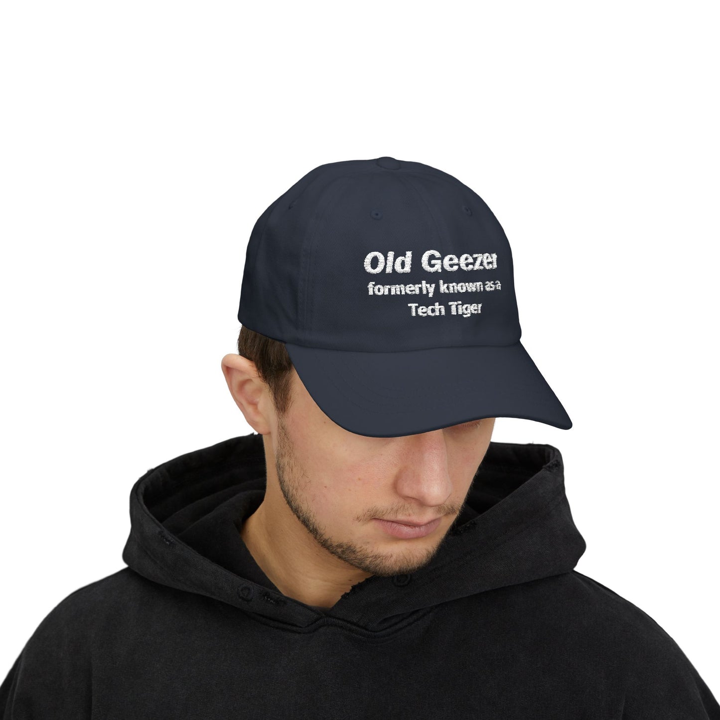 Tech HS - Embroidered Dad Hat - Old Geezer formerly known as a Tech Tiger (White Text) by Lynn Salem Creates