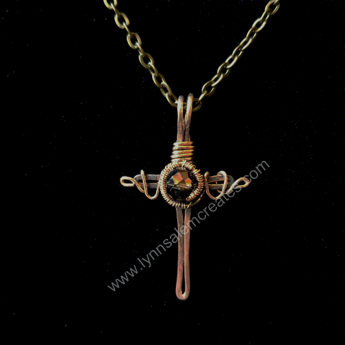 A - Copper Cross Pendant Handcrafted by Lynn Salem Creates