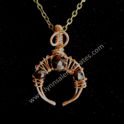 A - Copper Crescent Moon Pendant Handcrafted by Lynn Salem Creates