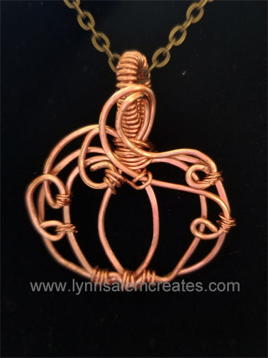 A - Copper Pumpkin Pendant Handcrafted by Lynn Salem Creates