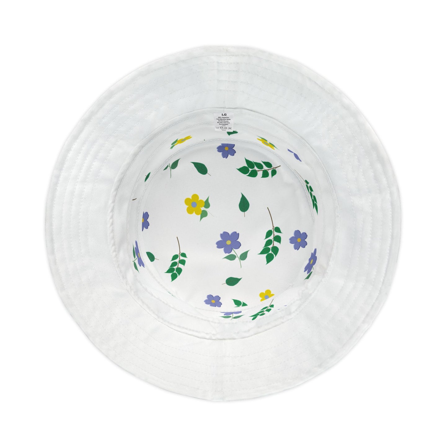 White Bucket Hat Floral Design by Lynn Salem Creates