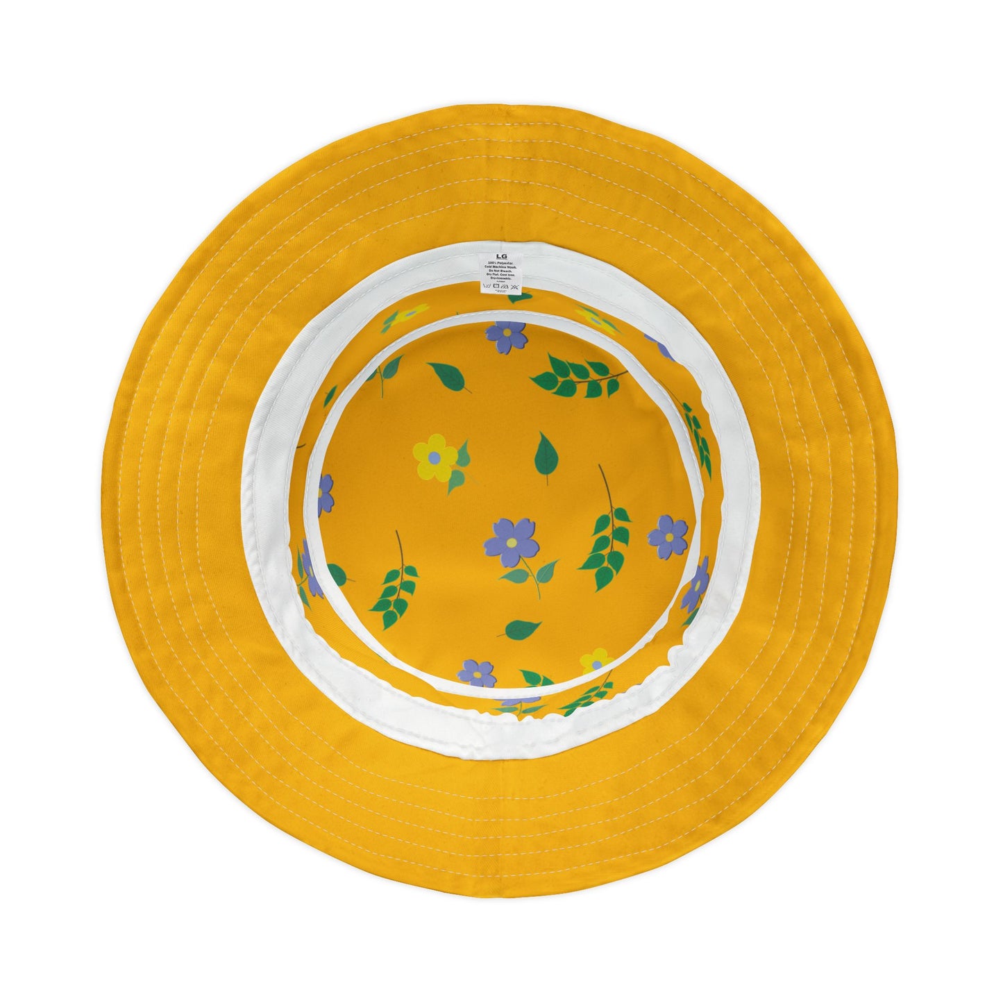 Yellow Floral Design Bucket Hat by Lynn Salem Creates
