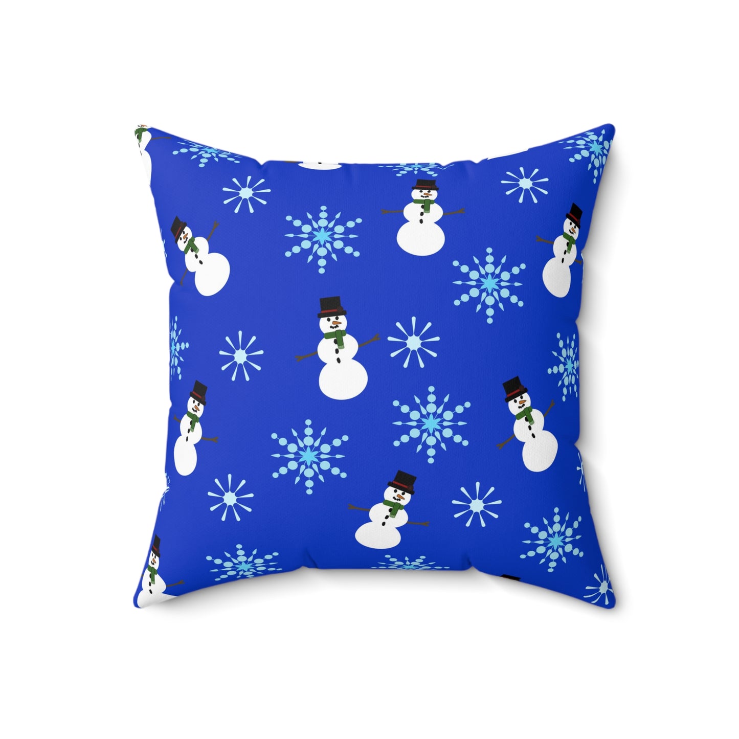 Square Pillow - Snowmen and Snowflakes by Lynn Salem Creates