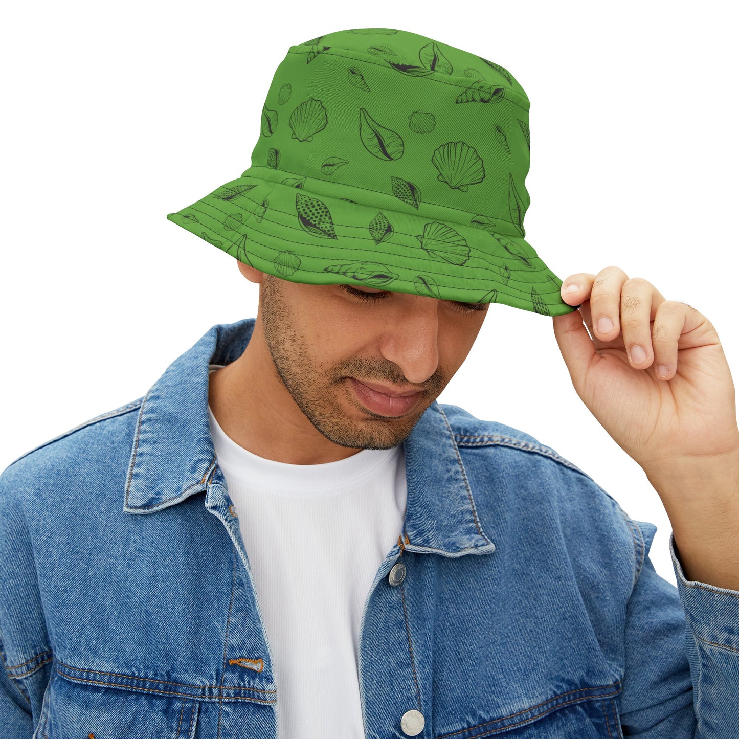 Sea Shell Design Bucket Hat (Green) by Lynn Salem Creates
