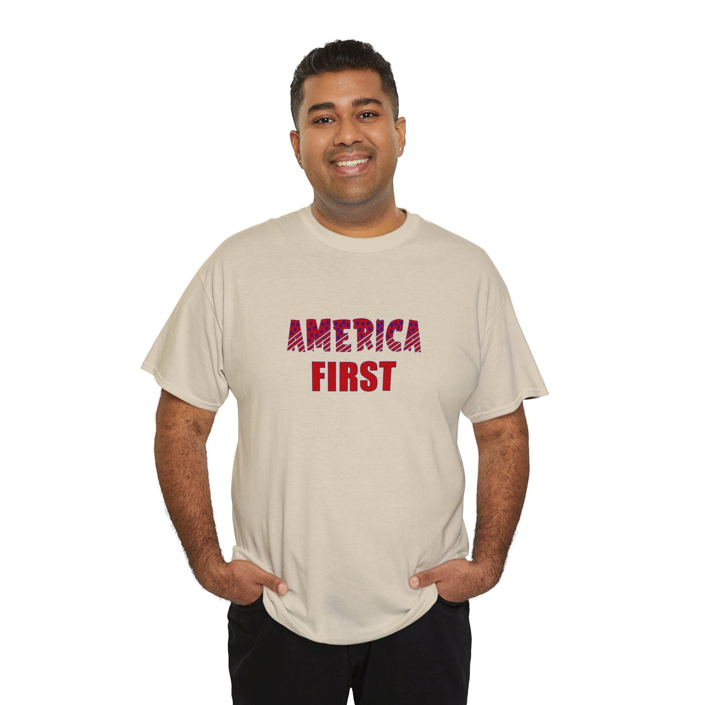 T-Shirt - Unisex Heavy Cotton - AMERICA FIRST by Lynn Salem Creates