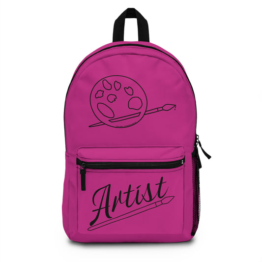 Backpack - Artist Palette and Brush on Pink by Lynn Salem Creates