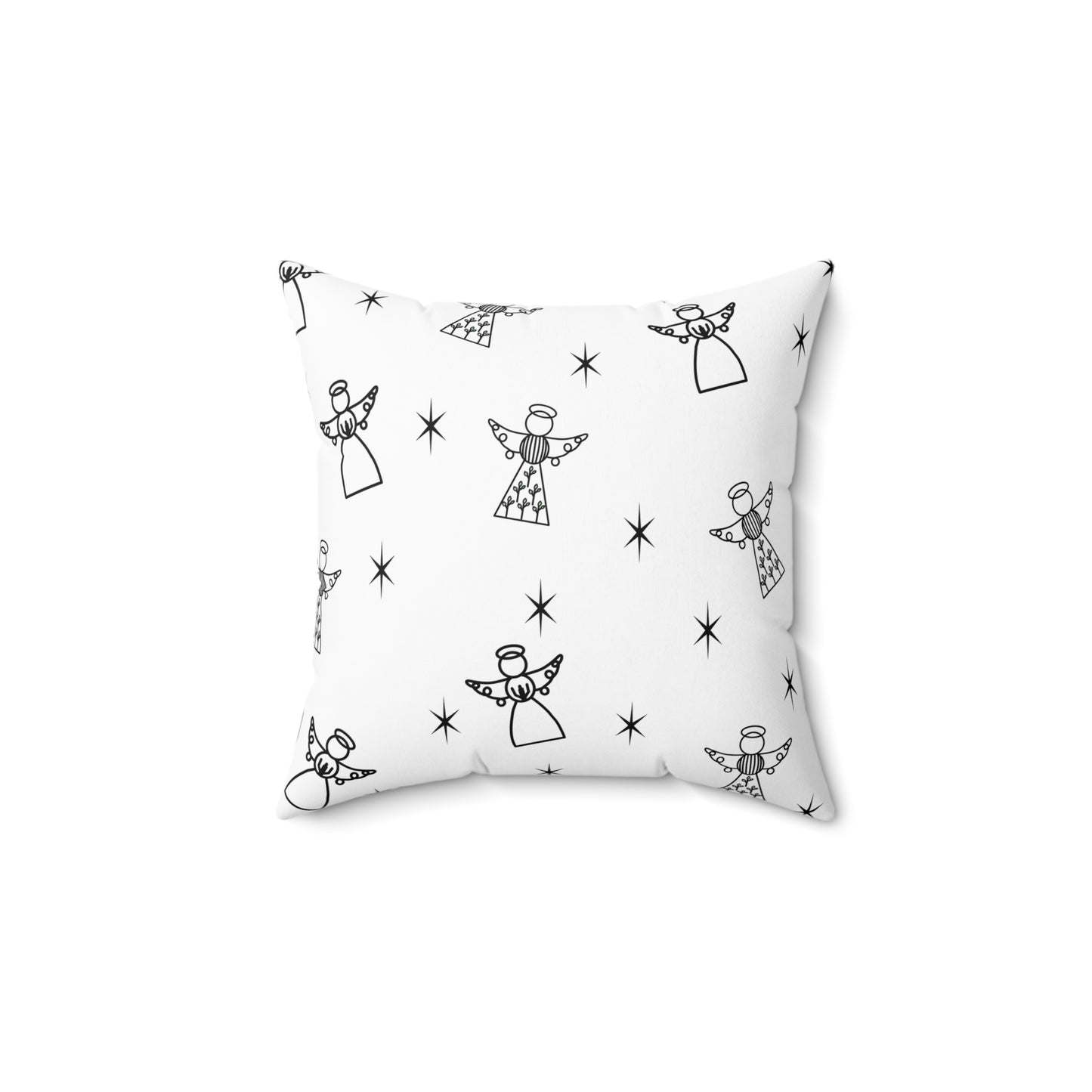 Square Pillow - Angels - Black and White by Lynn Salem Creates