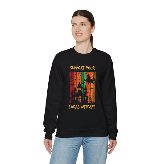 Crewneck Sweatshirt-Unisex Heavy Blend™ - Halloween - Support Your Local Witches by Lynn Salem Creates