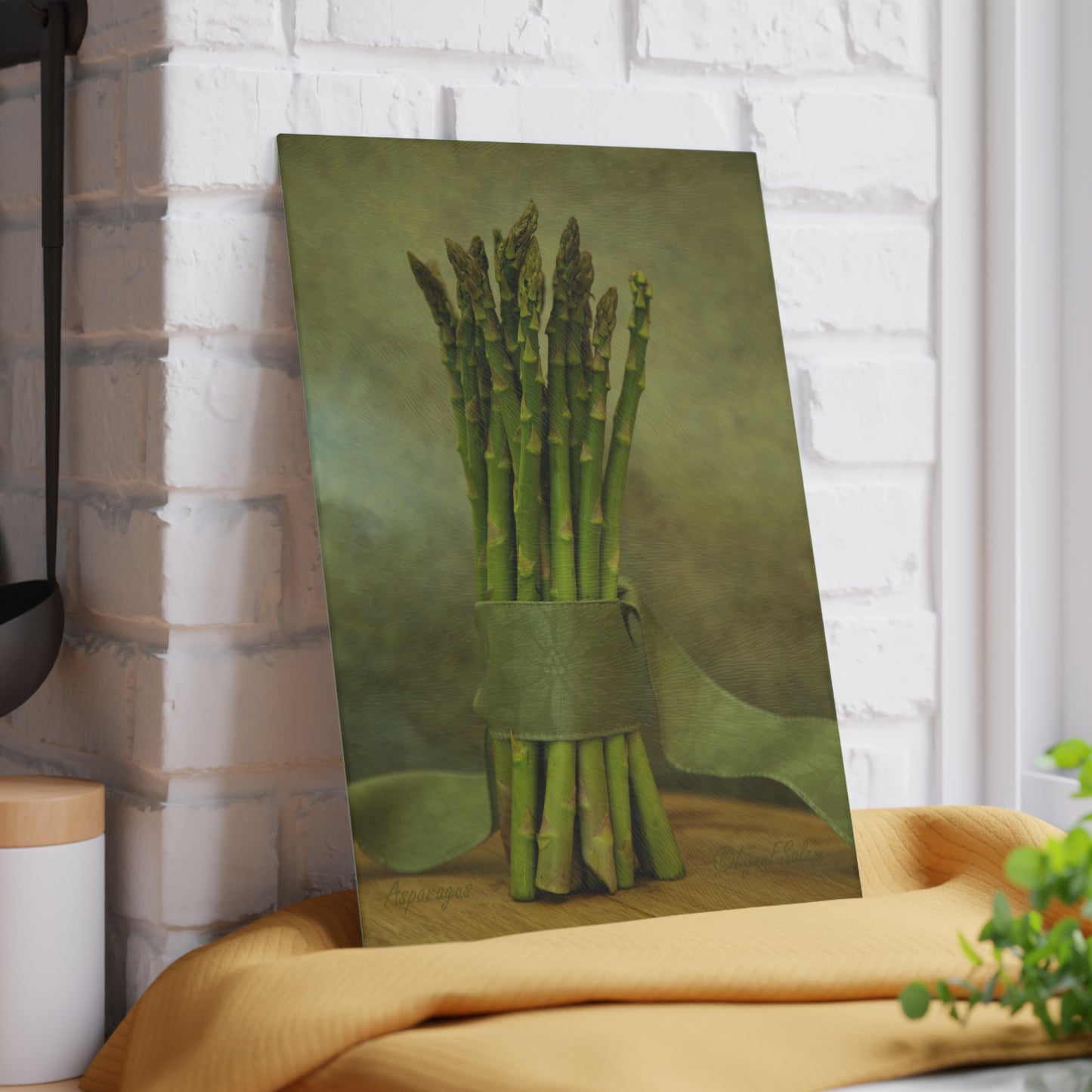 Asparagus Glass Cutting Board by Lynn Salem Creates