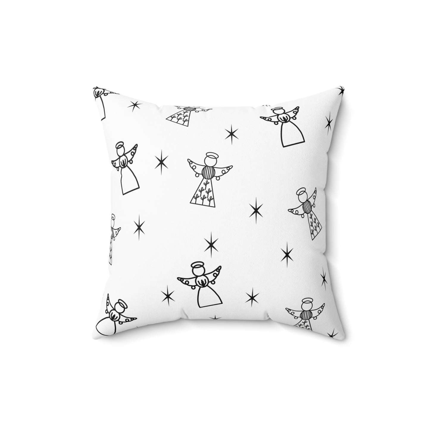 Square Pillow - Angels - Black and White by Lynn Salem Creates
