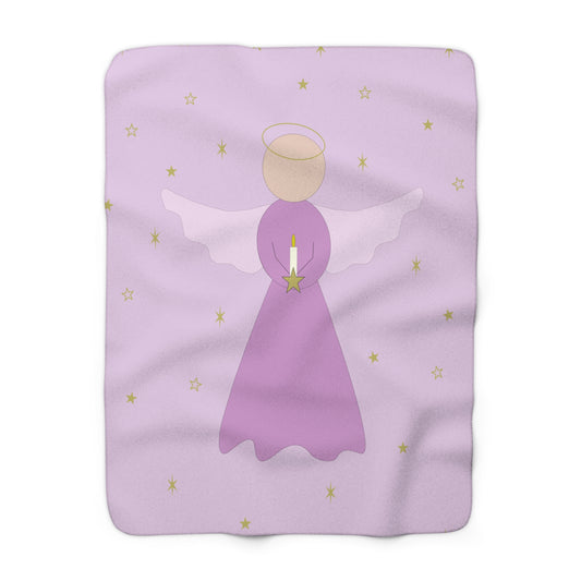 Blanket - Sherpa Fleece - Christmas Decor - Christmas Gift Ideas - Angel in Pink by Lynn Salem Creates