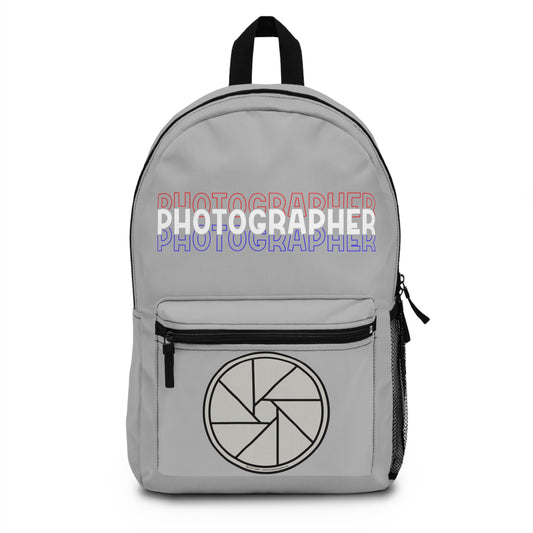 Backpack - Photographer - Red, White, and Blue (Light Grey) by Lynn Salem Creates