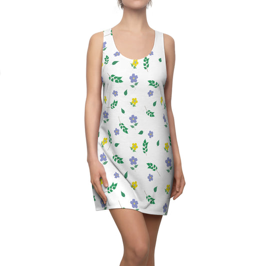 White Floral Design Dress by Lynn Salem Creates