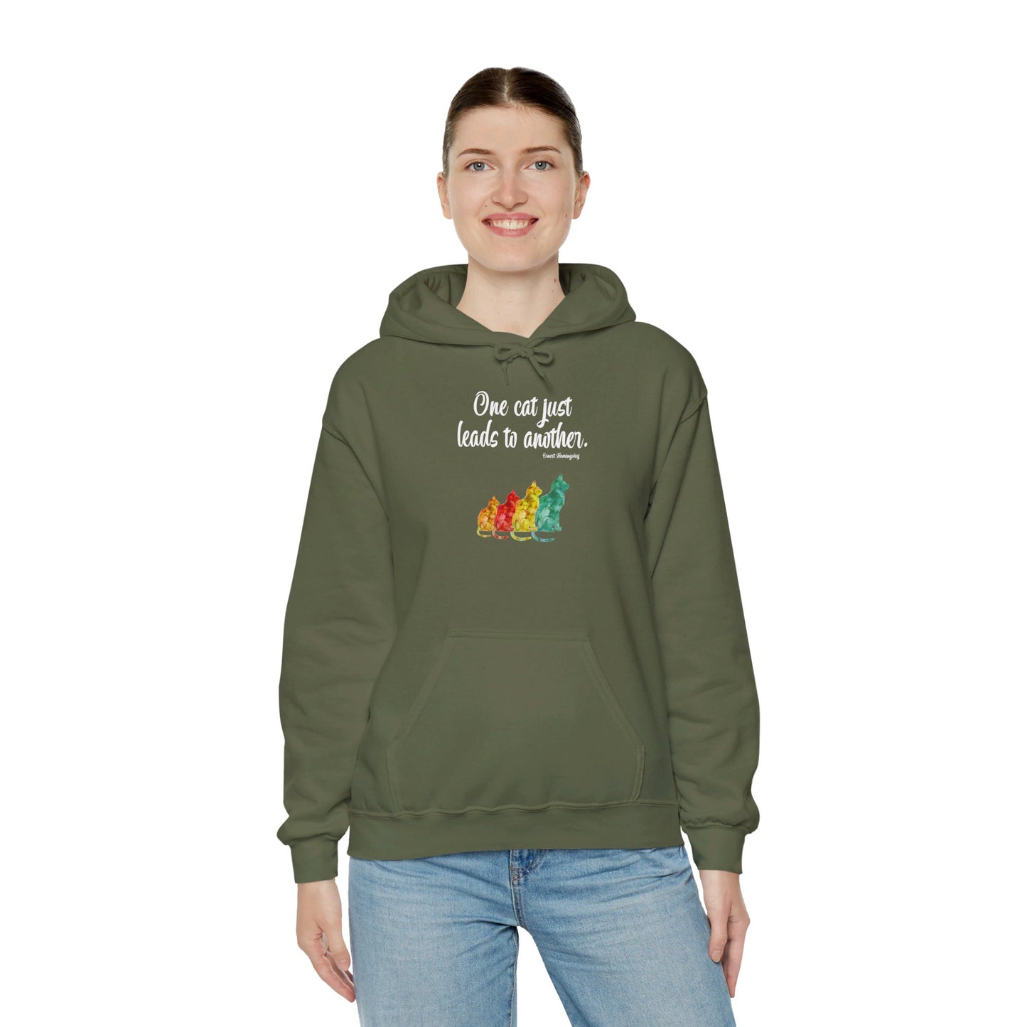 Sweatshirt (Hooded)- Unisex Heavy Blend™ - One Cat by Lynn Salem Creates