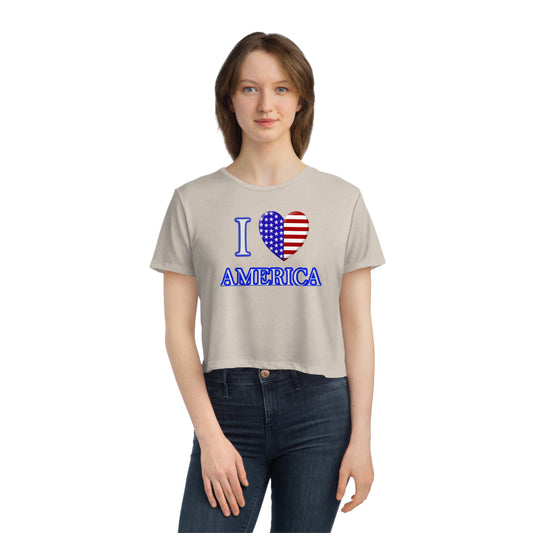 Cropped Tee - Womens - I Love America