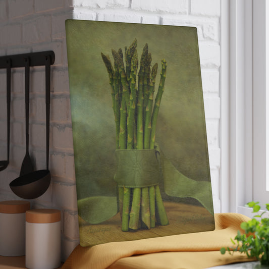 Asparagus Glass Cutting Board by Lynn Salem Creates