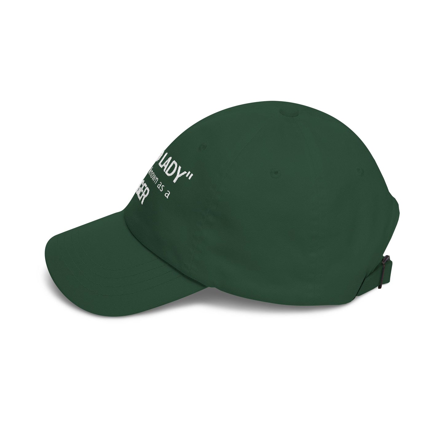 Embroidered Classic Dad Cap - The "Old Lady" formerly known as a Tiger -white font - designed by Lynn Salem Creates