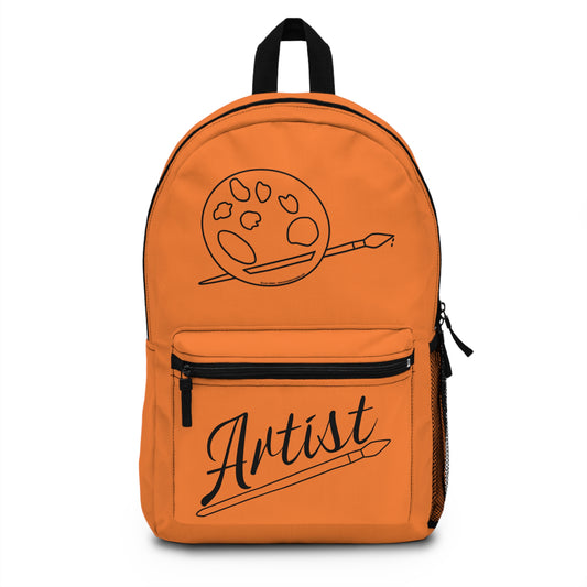 Backpack - Artist Palette and Brush on Orange by Lynn Salem Creates