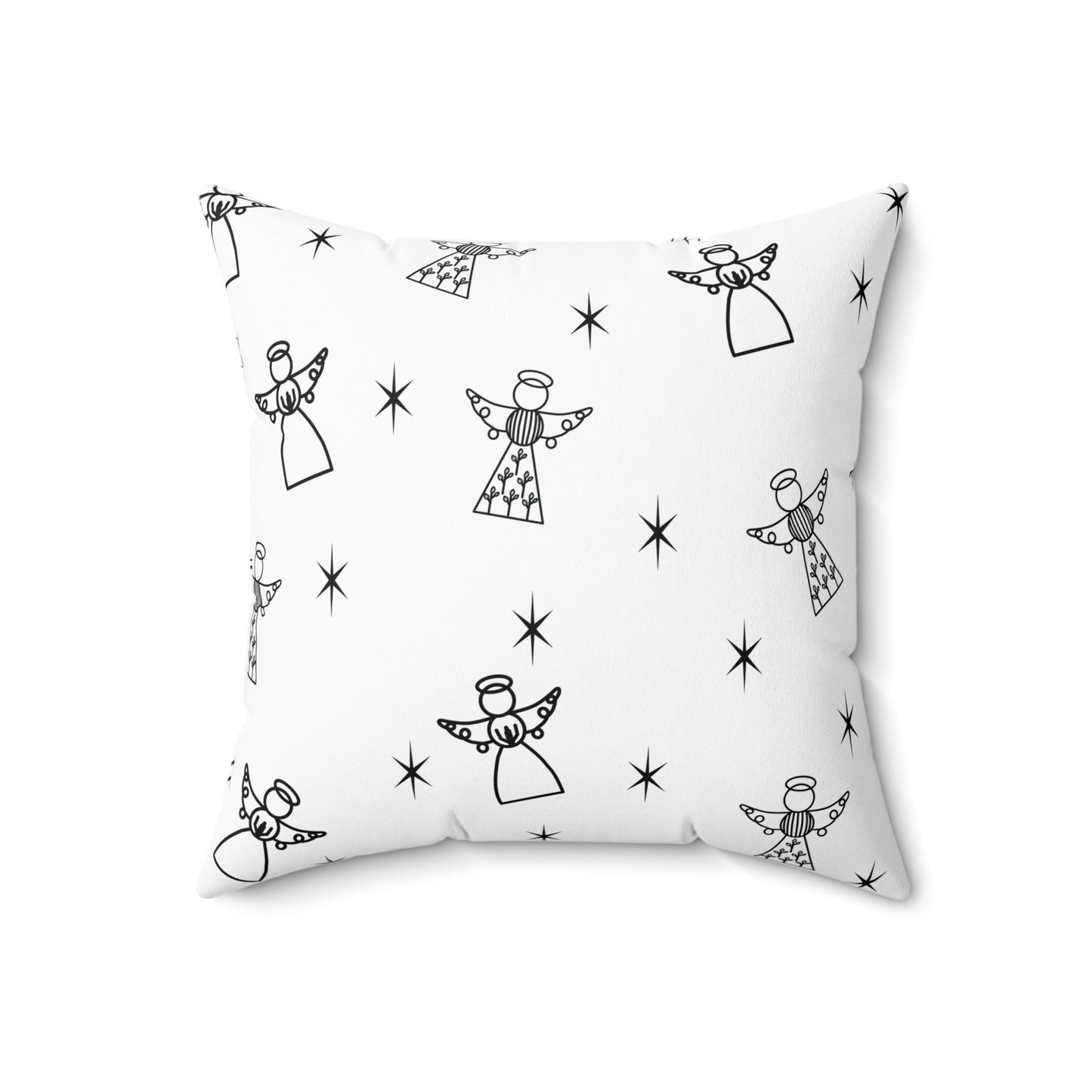Square Pillow - Angels - Black and White by Lynn Salem Creates