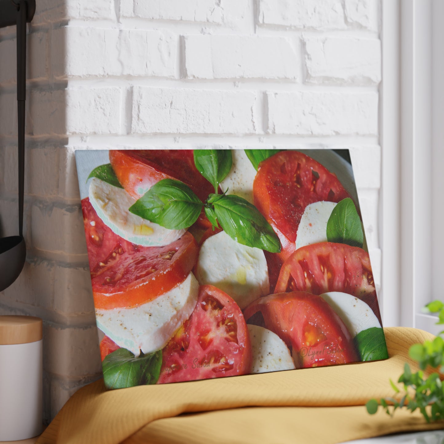 Caprese Salad Glass Cutting Board by Lynn Salem Creates