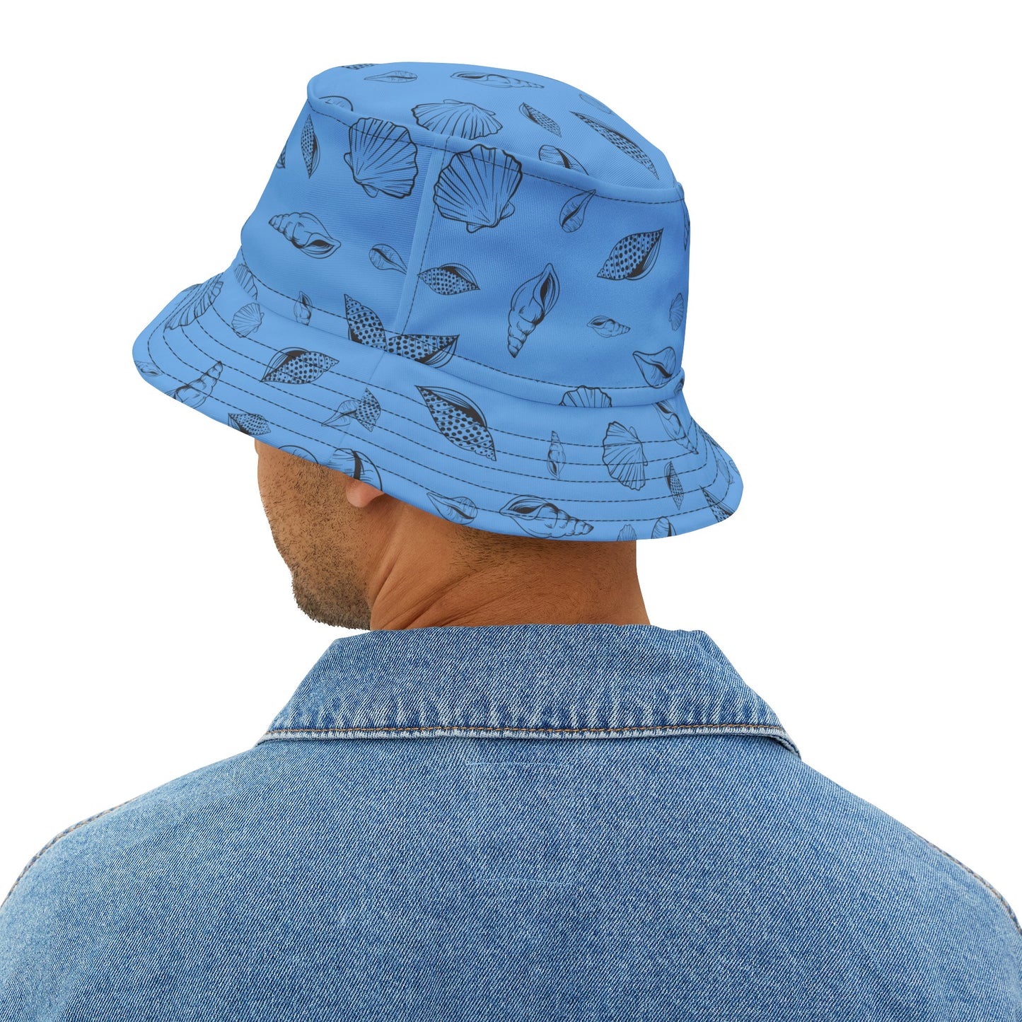 Sea Shell Design Bucket Hat (Light Blue) by Lynn Salem Creates