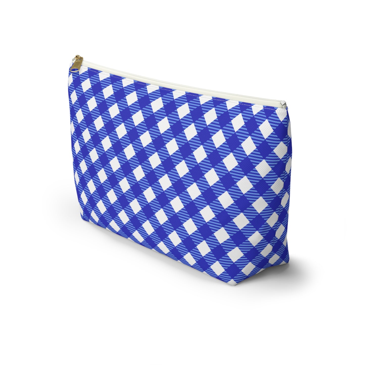 Blue and White Small Plaid Accessory Pouch by Lynn Salem Creates