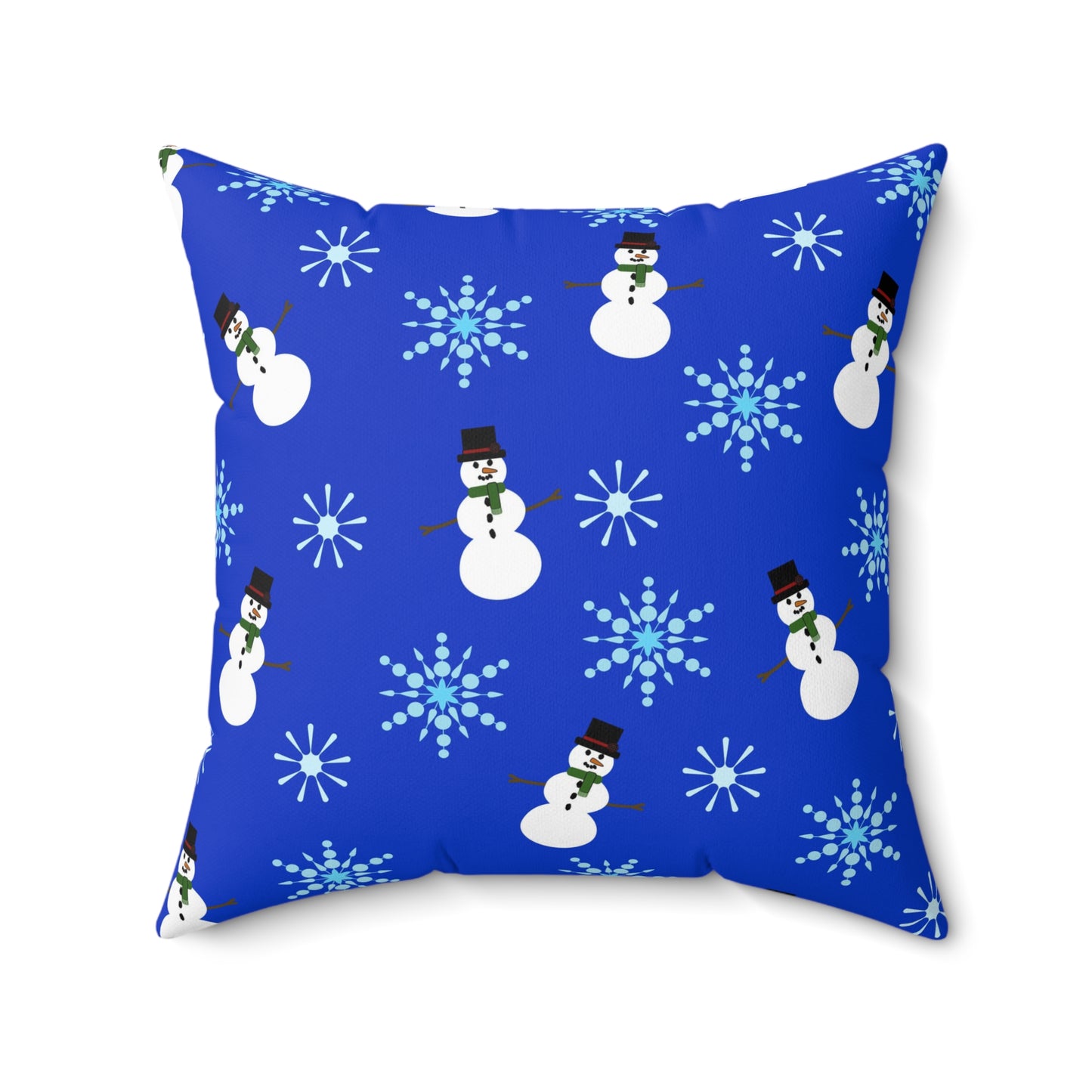 Square Pillow - Snowmen and Snowflakes by Lynn Salem Creates