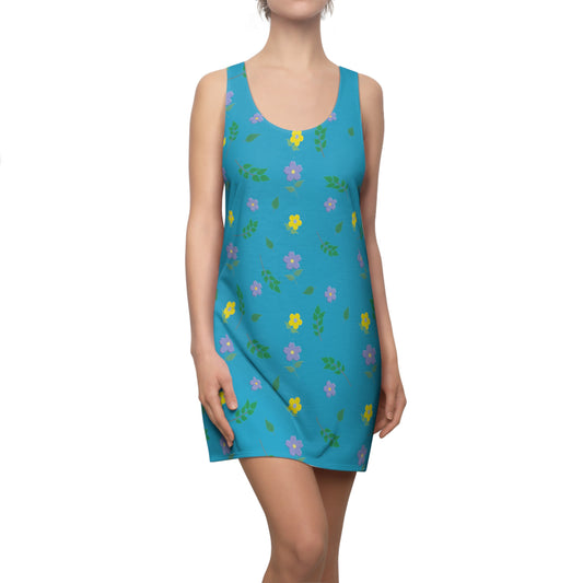 Turquoise Floral Design Dress by Lynn Salem Creates