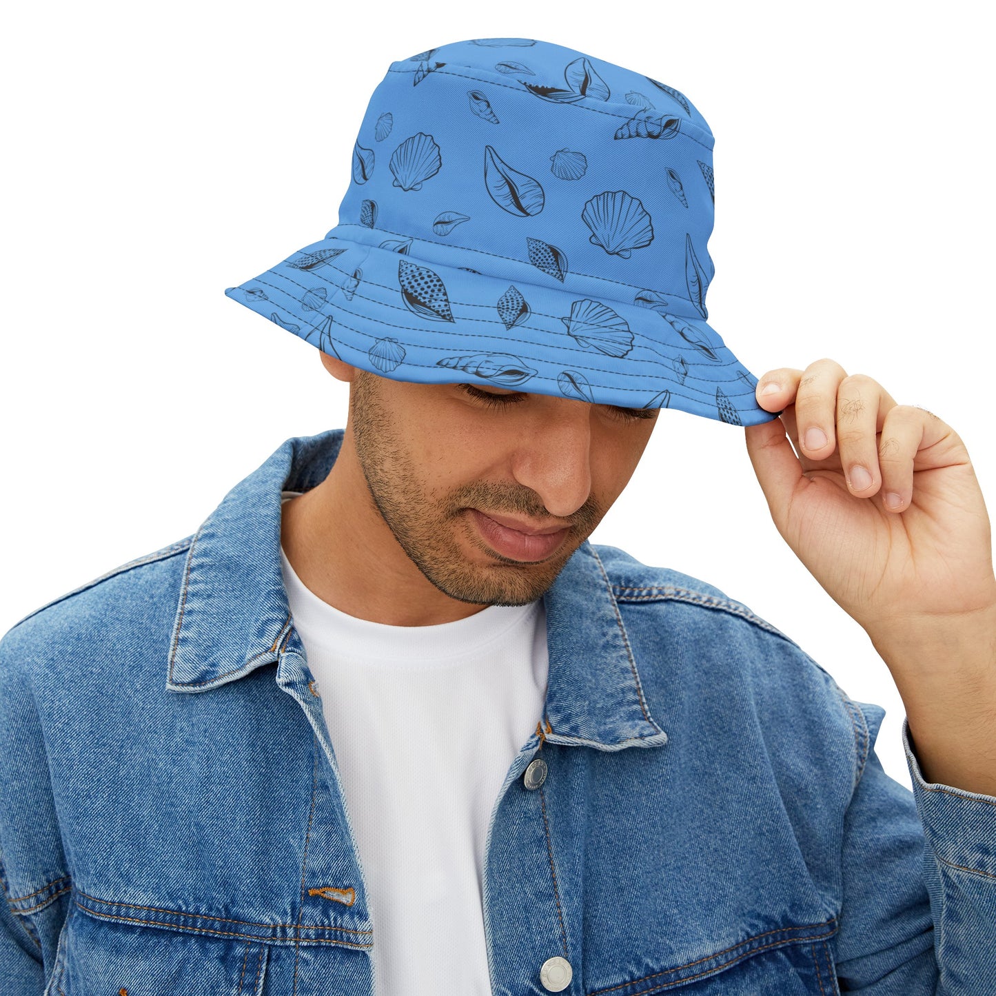 Sea Shell Design Bucket Hat (Light Blue) by Lynn Salem Creates