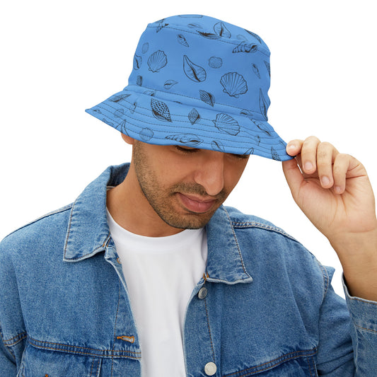 Sea Shell Design Bucket Hat (Light Blue) by Lynn Salem Creates