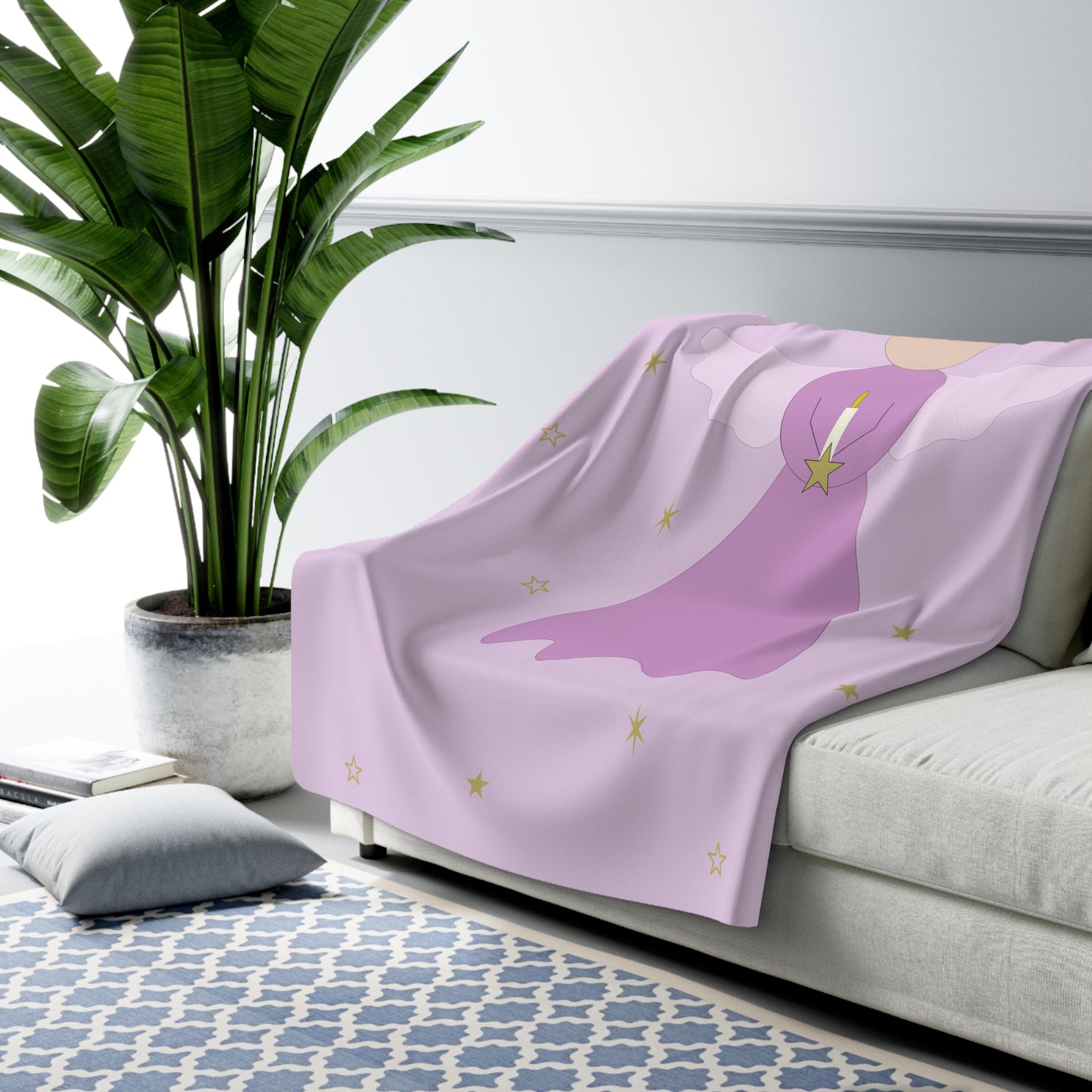 Sherpa Fleece Blanket - Angel in Pink by Lynn Salem Creates