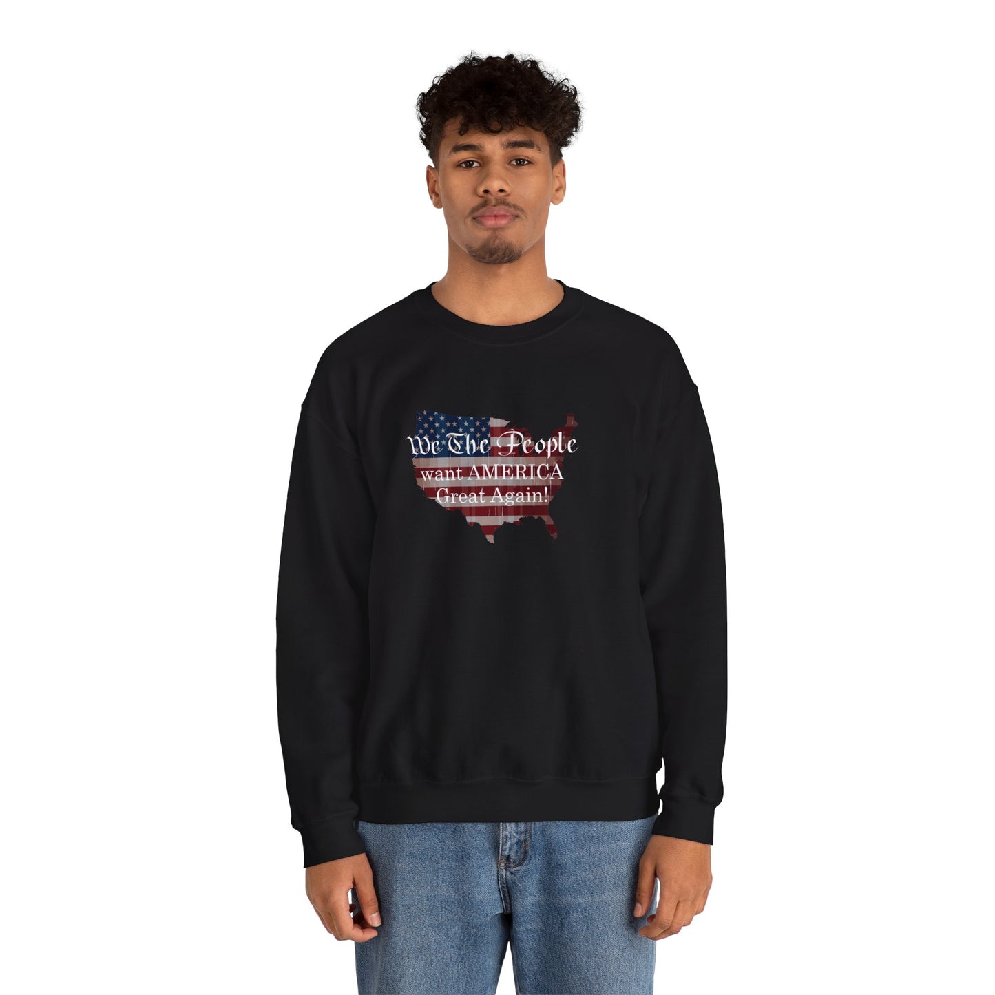 Crewneck Sweatshirt - We The People want America Great Again! (White) by Lynn Salem Creates