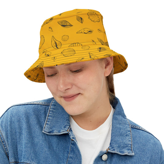 Sea Shell Design Bucket Hat (Yellow) by Lynn Salem Creates