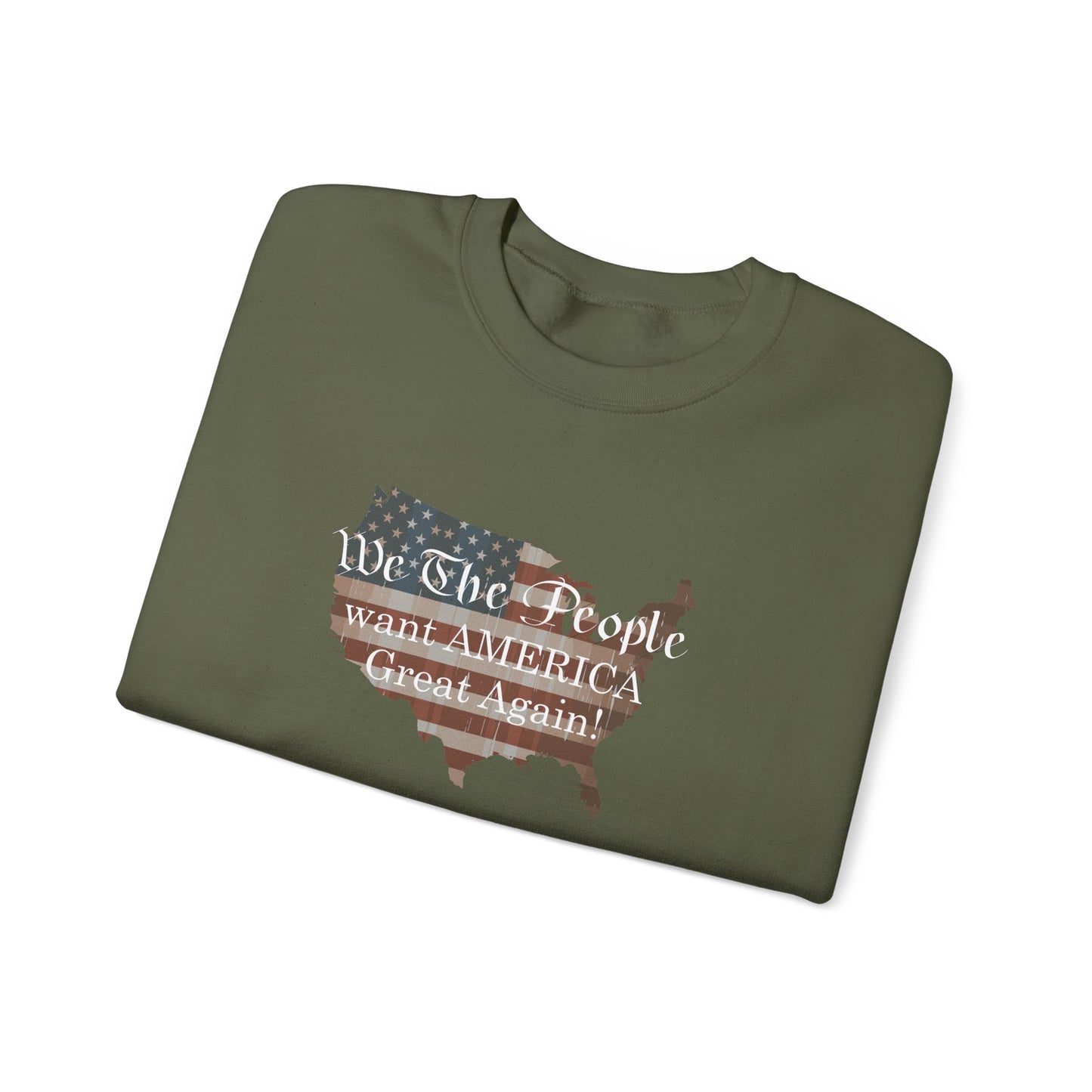 Crewneck Sweatshirt - We The People want America Great Again! (White) by Lynn Salem Creates