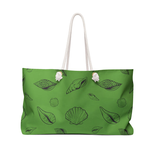 Weekender Bag - Green Sea Shell Design by Lynn Salem Creates